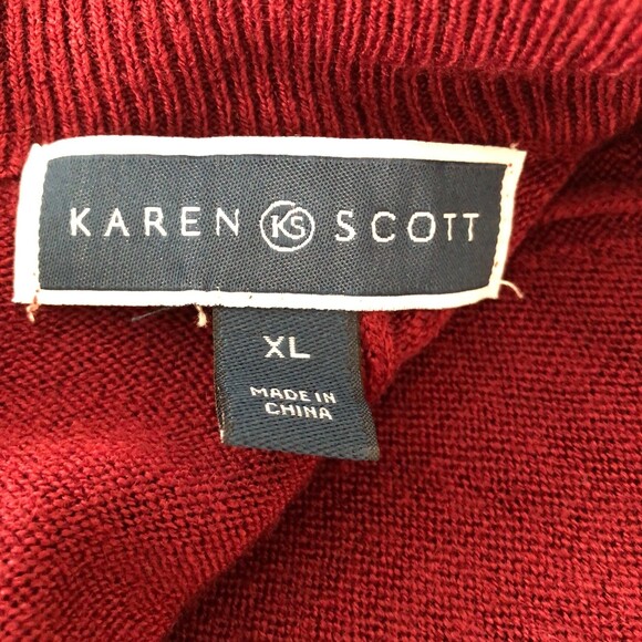 Karen Scott Crewneck Pullover Sweater Top Knit Merlot Red Size XL Long Sleeve - Picture 6 of 6